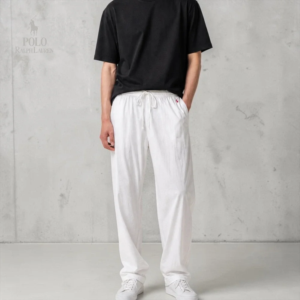 NWOT Polo Ralph Lauren Mens Pajama Lounge Pants Size Large L White Cotton‎
